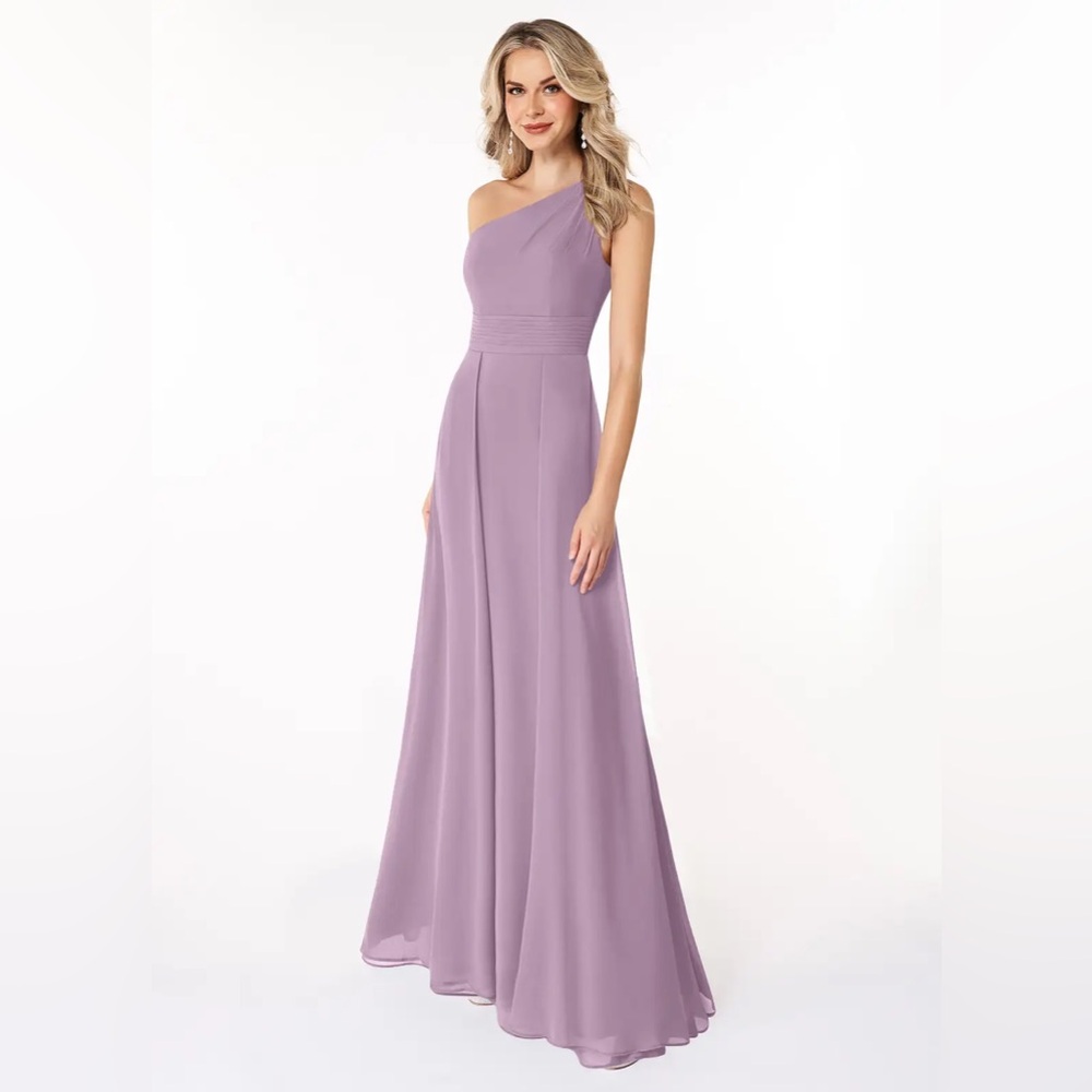 Azazie Dallas Wisteria A-Line One Shoulder Chiffon Dress